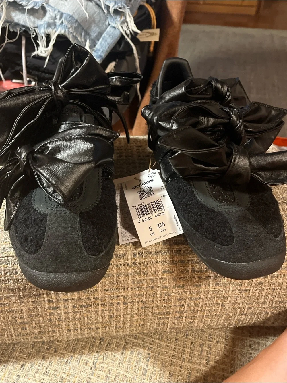Caroline Hu x Adidas SL72 OG Black Carbon Women's Black Bow Sneakers